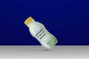Mock-up-of-drinking-compact-bottle-with-logo-on-dark-blue-background