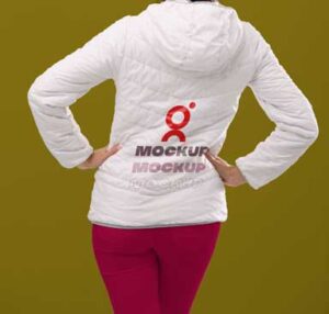 standing-Girl-white-jacket-back-view-with-logo-mockup