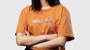 mock-up-of-woman-folding-hands-t-shirt-with-logo