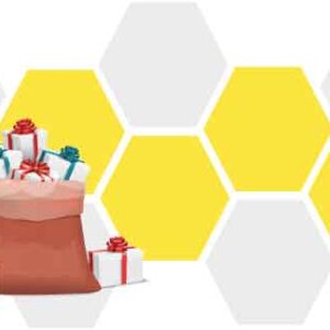 bag-full-of-gifts-on-abstract-hexagon-background