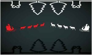 two-Santa-vehicle-in-different-colors-on-abstract-dark-background