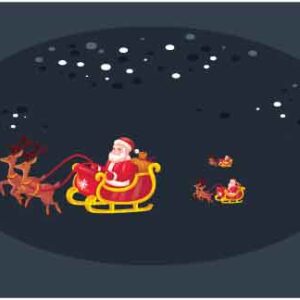 Santa-Claus-family-traveling-in-abstract-sky-background