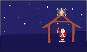 Santa-Claus-is-standing-with-gift-in-the-moon-night