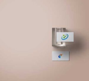 two-white-business-card-branding-mock-up-on-wall