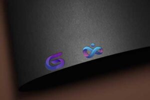 de-bossed logo mock up black curved paper