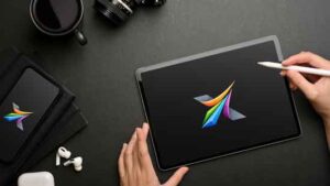 top-view-female-hands-using-digital-tablet-mock-up-dark-creative-workspace