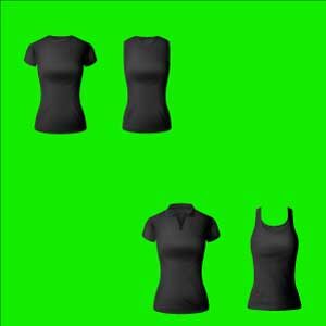 woman clothes-isolated-black-t-shirts-polo-hoodie-long-sleeve-shirts-with-singlet-apparel-mock-up-realistic-3d-female-garment-underwear