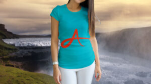 woman-wear-t-shirt-and-trouser-on-waterfall