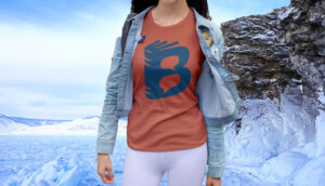 woman-wear-t-shirt-near-snow-mountain