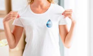 Girl Wear White top view with logo on the right