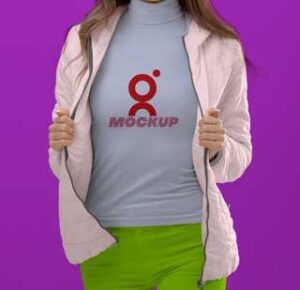 Standing Girl Blue T-shirt Front view with logo