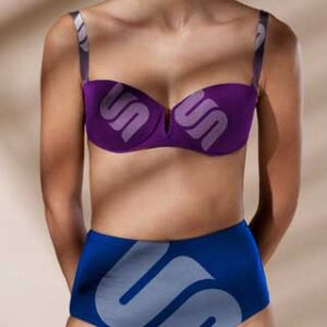 Mockup of woman crop innerwear clothes top and bottom with logo
