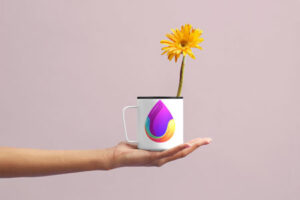 flower cup mockup holding by a girl
