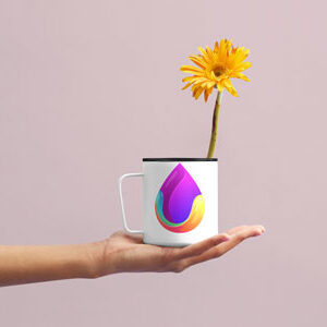 flower cup mockup holding by a girl
