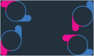 Four corner has colourful circle on dark background