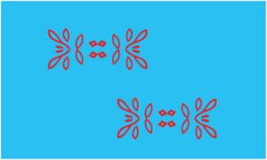 Red leave design on blue background