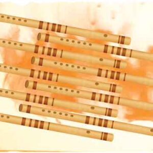 Several flute on orange background