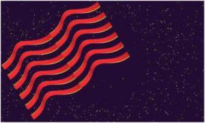 Red ribbon on abstract dark background