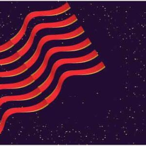 Red ribbon on abstract dark background