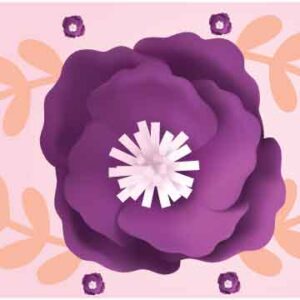 Art of several flower and leave on pink background