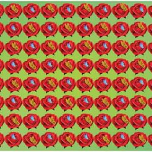 Red rose with yellow and blue butterfly sitting on it