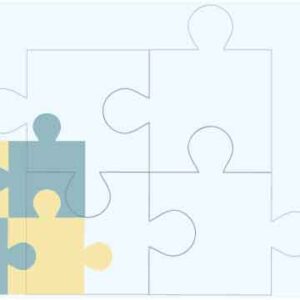 Cube puzzle join together on light green background