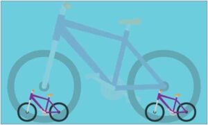 Small and big bicycle on abstract blue background