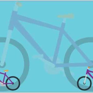 Small and big bicycle on abstract blue background