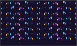 Colourful balloon make celebration artwork on black background