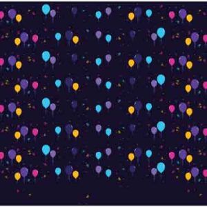 Colourful balloon make celebration artwork on black background