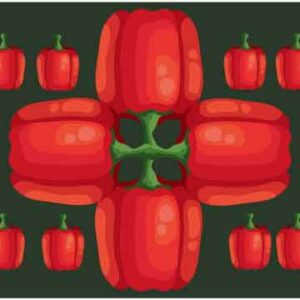 Small and big red capsicum make a perfect artwork