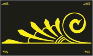 Yellow art in shape of crown on black background