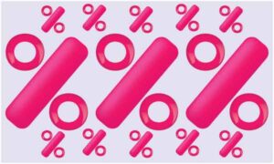 Pink percentage sign and symbol make a unique texture