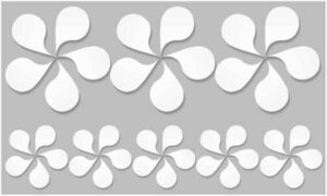 White flower display on abstract grey background