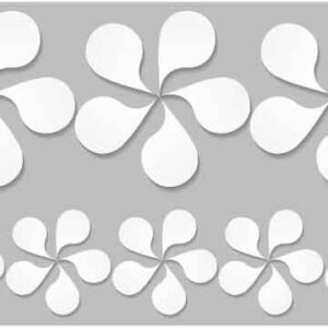 White flower display on abstract grey background