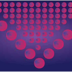 Red button display in triangle shape on dark blue background