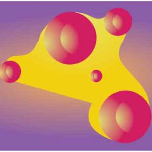 Red button in yellow artwork