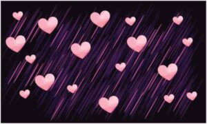 Pink heart with rain on dark background