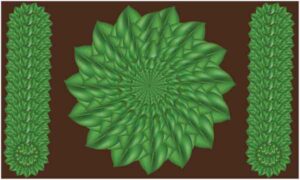 Green leaf make artwork on abstract brown background