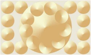 Small and big golden circle on brown background