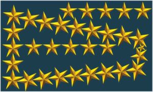 Collection of golden star on dark blue background