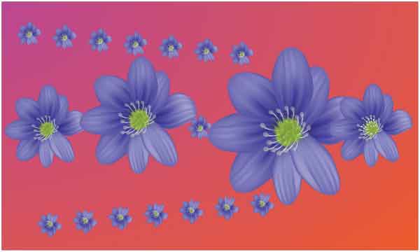 Small and big purple flower on red carpet Small and big purple flower on red carpet