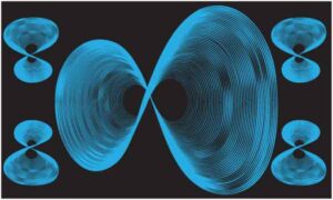 Big blue artwork of infinity with small one