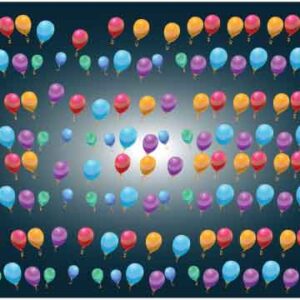 Various colourful balloon flying upward on abstract dark background