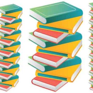 Colourful book display vertically on white background