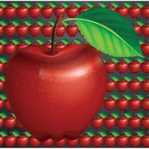 Small apple display with midst big apple and green leaf