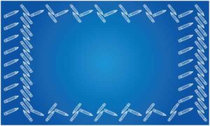 Tilt pencil with white outline make border on blue background