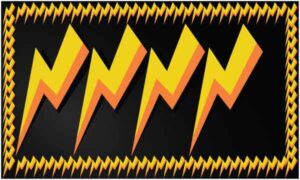 Various yellow and orange design make border with four huge artwork in midst