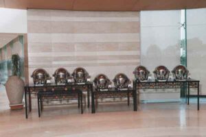 Elegant set up buffet table arrangement