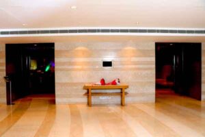 Pair of bouquet place on wooden table in room